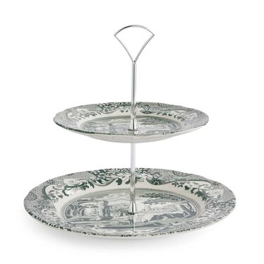 Heritage Green Italian 2 Tier Cake Stand